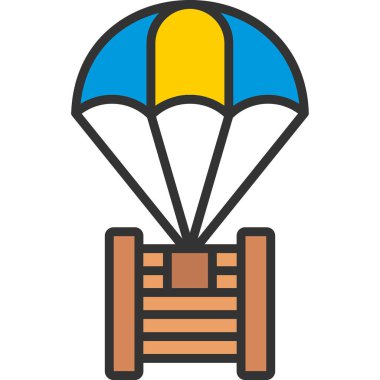 balon paraşüt paraşüt simgesi - taslak biçimi