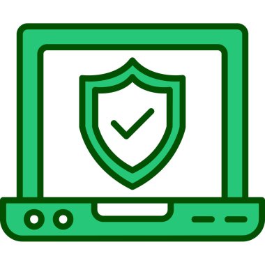 Bilgisayar güvenlik kalkanı renk ikonu vektörü. Bilgisayar virüsü koruma işareti. izole edilmiş sembol çizimi