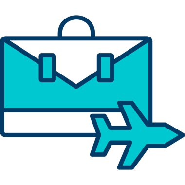 uçak ve uçak vektör çizimi içeren seyahat çantası