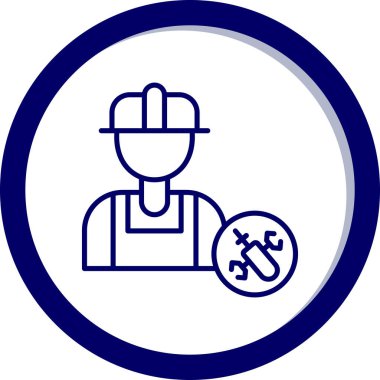 Çekiç ikonlu şapkalı bir adamın vektör çizimi