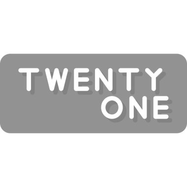 21 simge, beyaz zemin üzerinde beyaz kenarlıklı siyah düz tabela