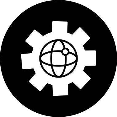 Küreselleşme web simgesi, vektör illüstrasyonu