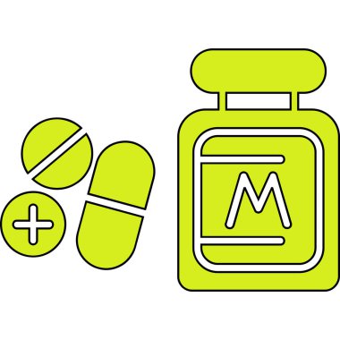 Haplar ve kapsüller ikonu. renk vektör biçimi.