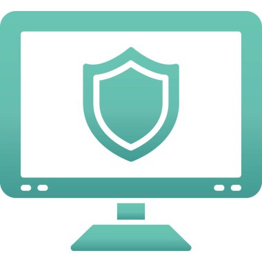 bilgisayar kalkanı simgesi, basit vektör illüstrasyonu