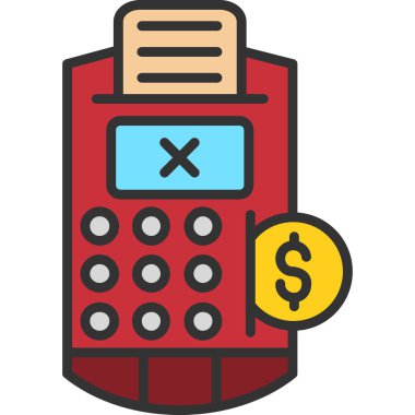 Ödeme makinesi simgesi. Web için para vektör simgelerinin özet çizimi