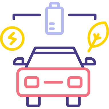 Akü simgesiyle şarj edilen elektrikli araba