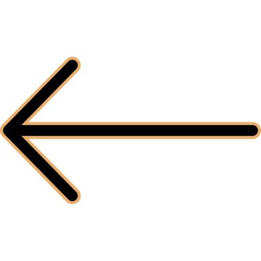 İnce çizgi biçiminde yatay döndürme simgesi. Vektör illüstrasyonu, beyaz zemin üzerinde siyah, turuncu ve sarı doğrusal işareti olan semboldür..