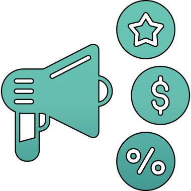 Tanıtım web simgesi, vektör illüstrasyonu