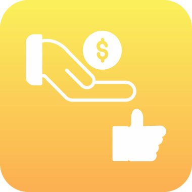 El bir dolar işareti ile bir bozuk para verir.