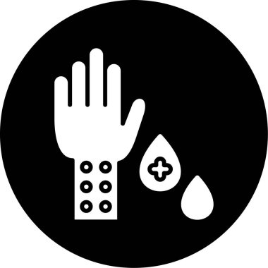 Bir damla su ikonunu tutan bir elin vektör çizimi