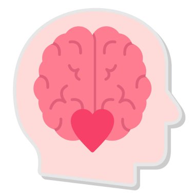 İnsan kafası simgesine sahip beyin, düz stil