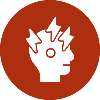 Beyin vektör simgesi. biçim düz yuvarlak sembol, turuncu renk, yuvarlak açılar, beyaz arkaplan.