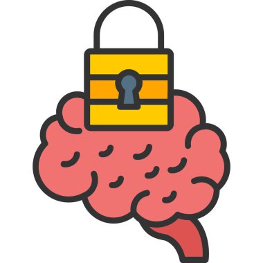 Beyin zihin simgesi doldurulmuş ana hatlar biçiminde