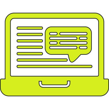 laptop sohbet simgesi. İnce çizgi tasarımı. vektör illüstrasyonu