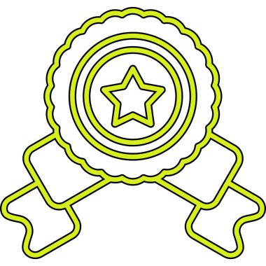 Altın madalya ikonu ana hat vektörü. Madalya sahibi.