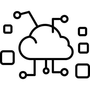 Ana hat biçiminde bulut hesaplama teknolojisi simgesi