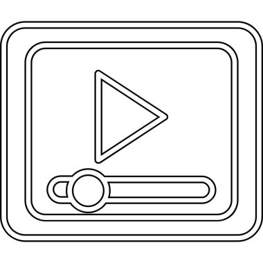 Video oynatıcı simgesi. Taslak çizimi. Beyaz arkaplanda izole edilmiş web tasarımı için vektör simgesi