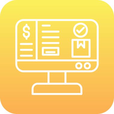 Belge simgesi, vektör illüstrasyonlu bilgisayar monitörü