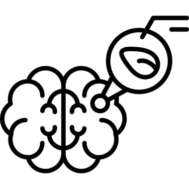Beyin beyni zeka çizgisi ikon vektör çizimi