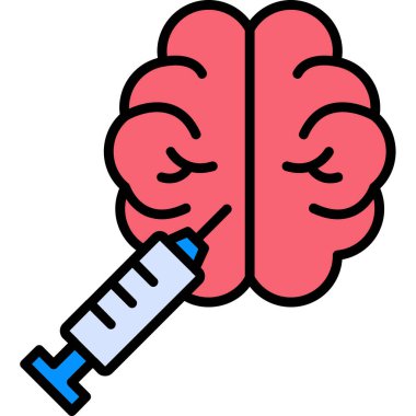 Şırınga vektör simgesine sahip beyin