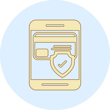 Kalkanlı akıllı telefon ve asma kilit vektör illüstrasyon grafik tasarımı