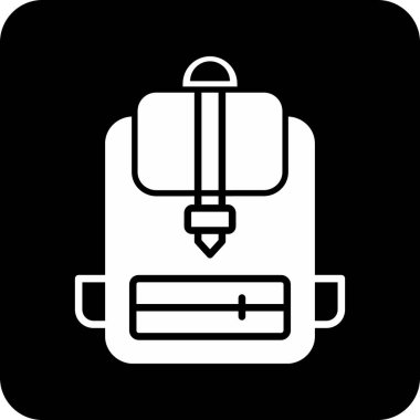 Moda biçimi izole edilmiş arkaplanda sırt çantası simgesi.