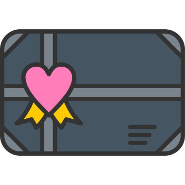 kutu kalp aşk simgesi ana hatlarıyla doldurulmuş