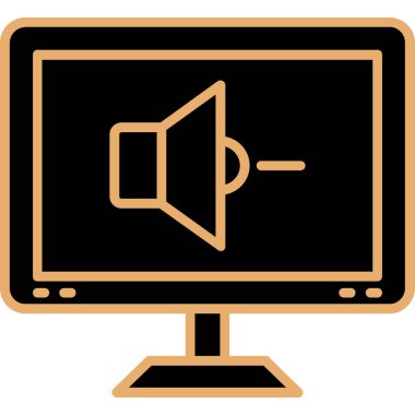 Beyaz arkaplanda izole edilmiş vektör illüstrasyonunu hoparlör simgesi ile ekranı izle