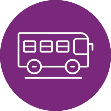 Otobüs tabelası. vektör simgesi menekşe yuvarlak daire simgesi ve ağ.