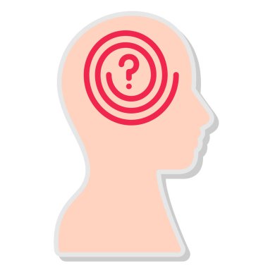 Soru işareti simgesi ile insan düşüncesi, düz tasarım biçimi