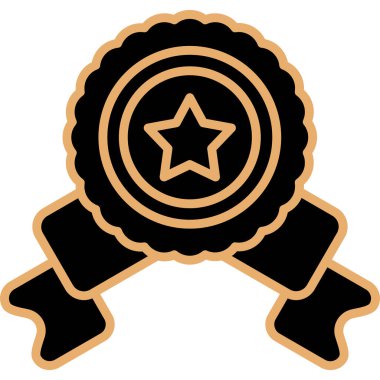 Düz stil yıldız ikonlu rozet. vektör illüstrasyonu.