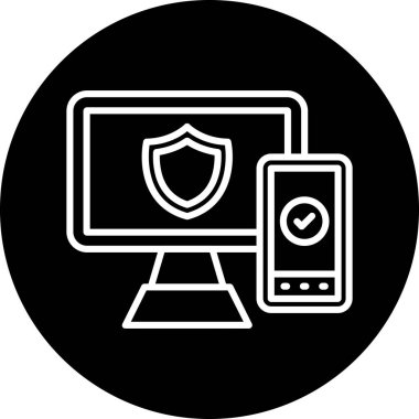 Bilgisayar kalkanı simgesi ana hat biçiminde