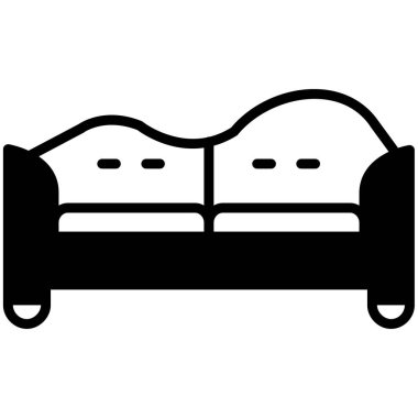 Yatak simgesi. Yatak vektör simgesi web için anahat çizimi