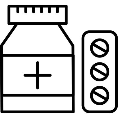 İlaç şişesi ikonu. Beyaz arkaplanda izole edilmiş web tasarımı için ana hap şişesi vektör simgesi