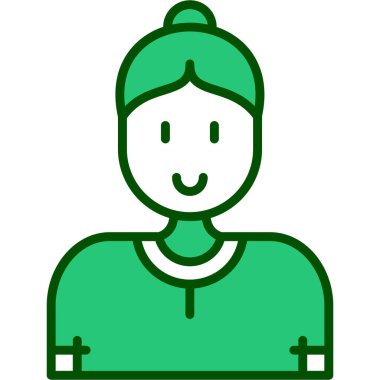 kadın asker simgesi renk ana hatları vektörü