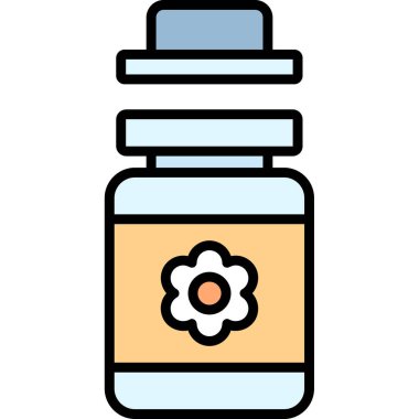 İlaç şişesi simgesi renk ana hatları vektörü