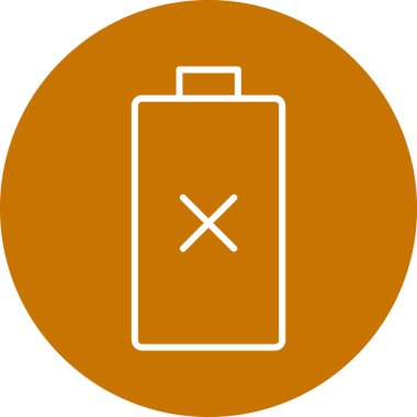 pil simgesi. Vektör biçimi yuvarlak açılı, turuncu renk ve beyaz arkaplan içeren düz ikonik semboldür.