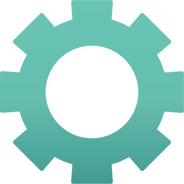 dişli simgesi. Bu yuvarlak simge, beyaz arkaplanda izole edilmiş yumuşak mavi renk kullanır..