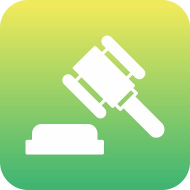 Yargıç Tokmak simgesi beyaz arka planda izole edilmiş basit bir stilde. adalet sembolü