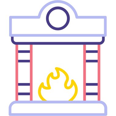 Şömine. Web simgesi vektör illüstrasyonu