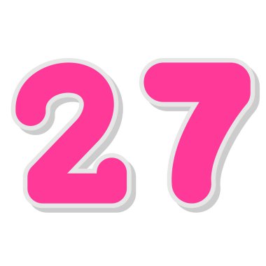 Numara 27, 73, dekoratif beyaz arkaplandan, 3 boyutlu.