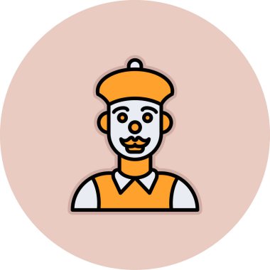 Sakallı ve şapka ikonlu adam, vektör illüstrasyonu