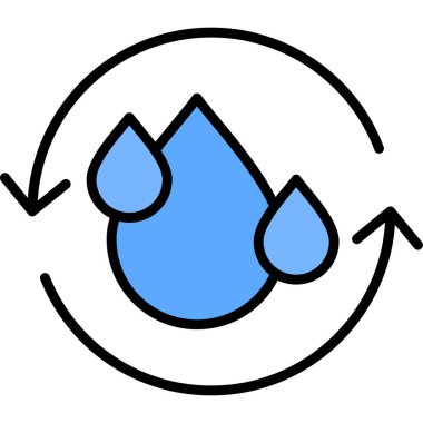 Su damlası simgesi rengi dış hat vektörü