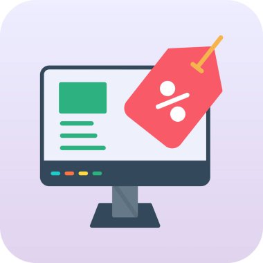 Alışveriş çevrimiçi simgesi, basit tasarım illüstrasyonu