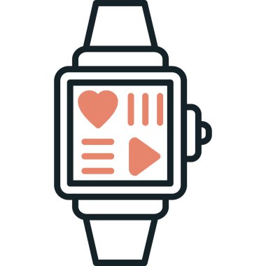 Kalp simgesine sahip akıllı twatch, basit vektör çizimi