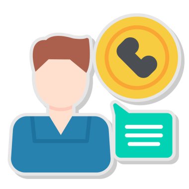 Çağrı merkezi simgesi. Düz renk tasarımı. vektör illüstrasyonu.