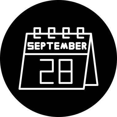 Takvim Eylül simgesi, vektör illüstrasyonu