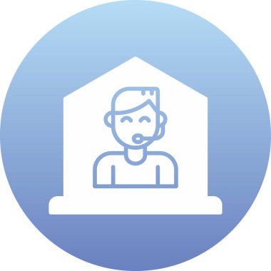 Elinde evi olan bir adamın vektör illüstrasyon simgesi