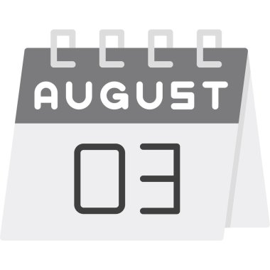 Takvim Ağustos simgesi, vektör ve illüstrasyon