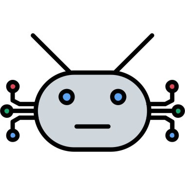 Beyaz arkaplanda gözü olan robot çizgi filminin vektör çizimi